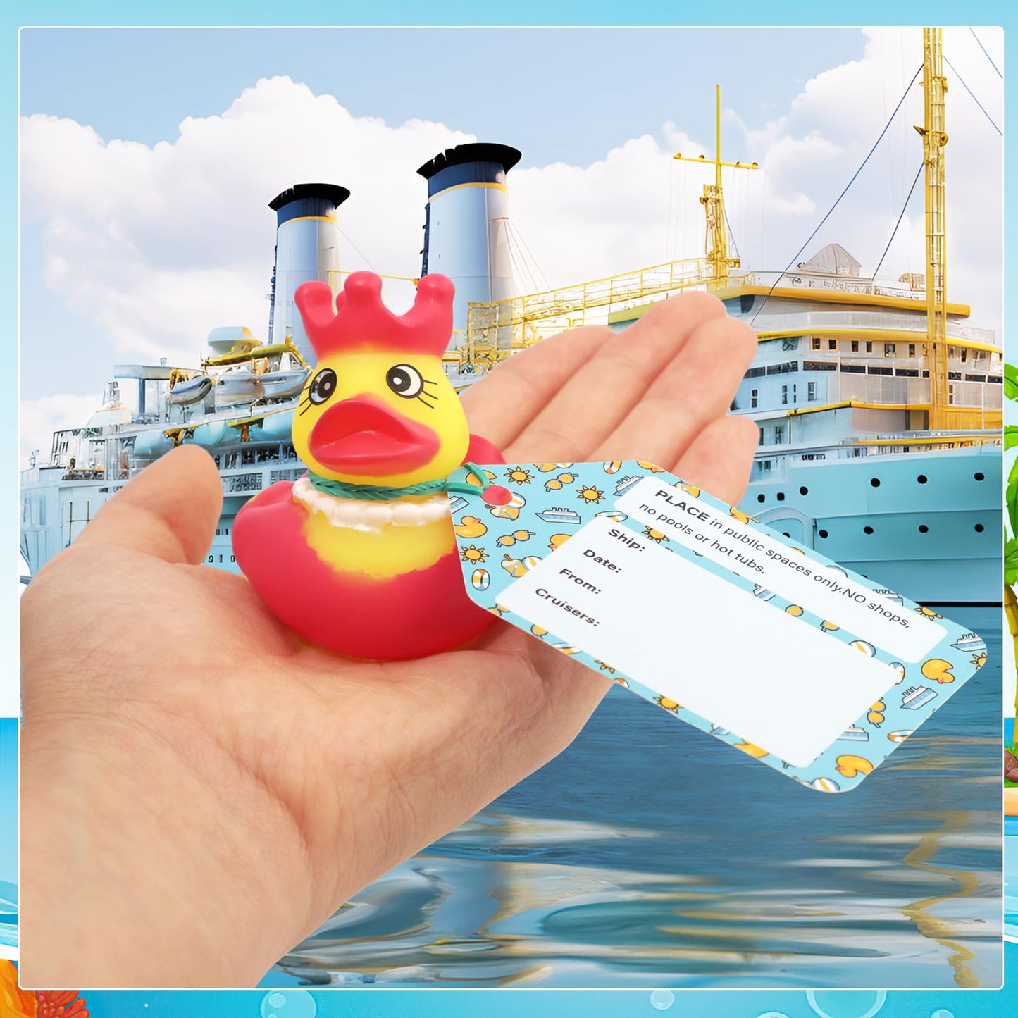 Prudiut 80-Piece Cruise Duck Kit with Tags & Bands – 25 Ducks, 25 Tags, 30 Rubber Bands | Ship Essentials