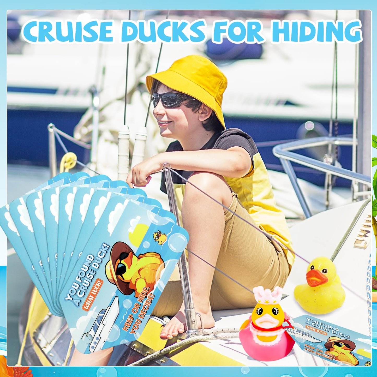 Prudiut 80-Piece Cruise Duck Kit with Tags & Bands – 25 Ducks, 25 Tags, 30 Rubber Bands | Ship Essentials