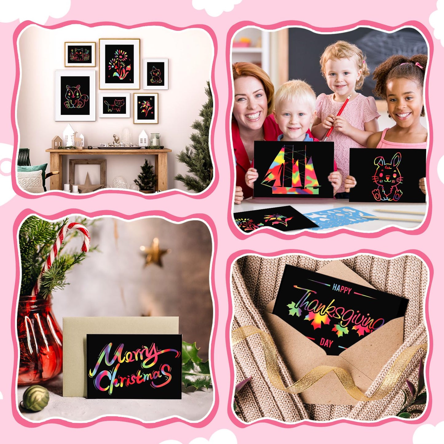 Prudiut 90-Piece Scratch Art Rainbow Set | All-in-One Kids Scratch Art Kit