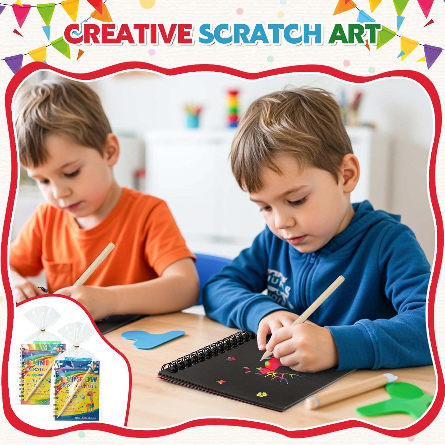 Prudiut Scratch Art 30-Pack Rainbow Notebooks – Party Favors & Gifts