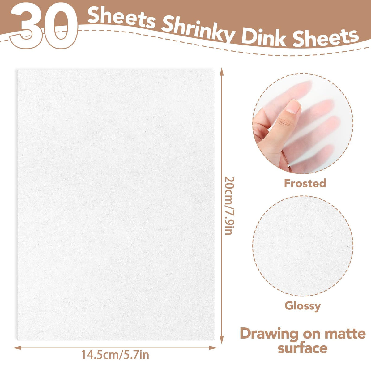 Prudiut 30 Pieces Shrink Plastic Sheets – 7.9 x 5.7 in for DIY Shrink Art & Keychains