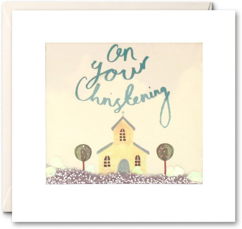 Christening  Card -  Shakies  Church and Trees