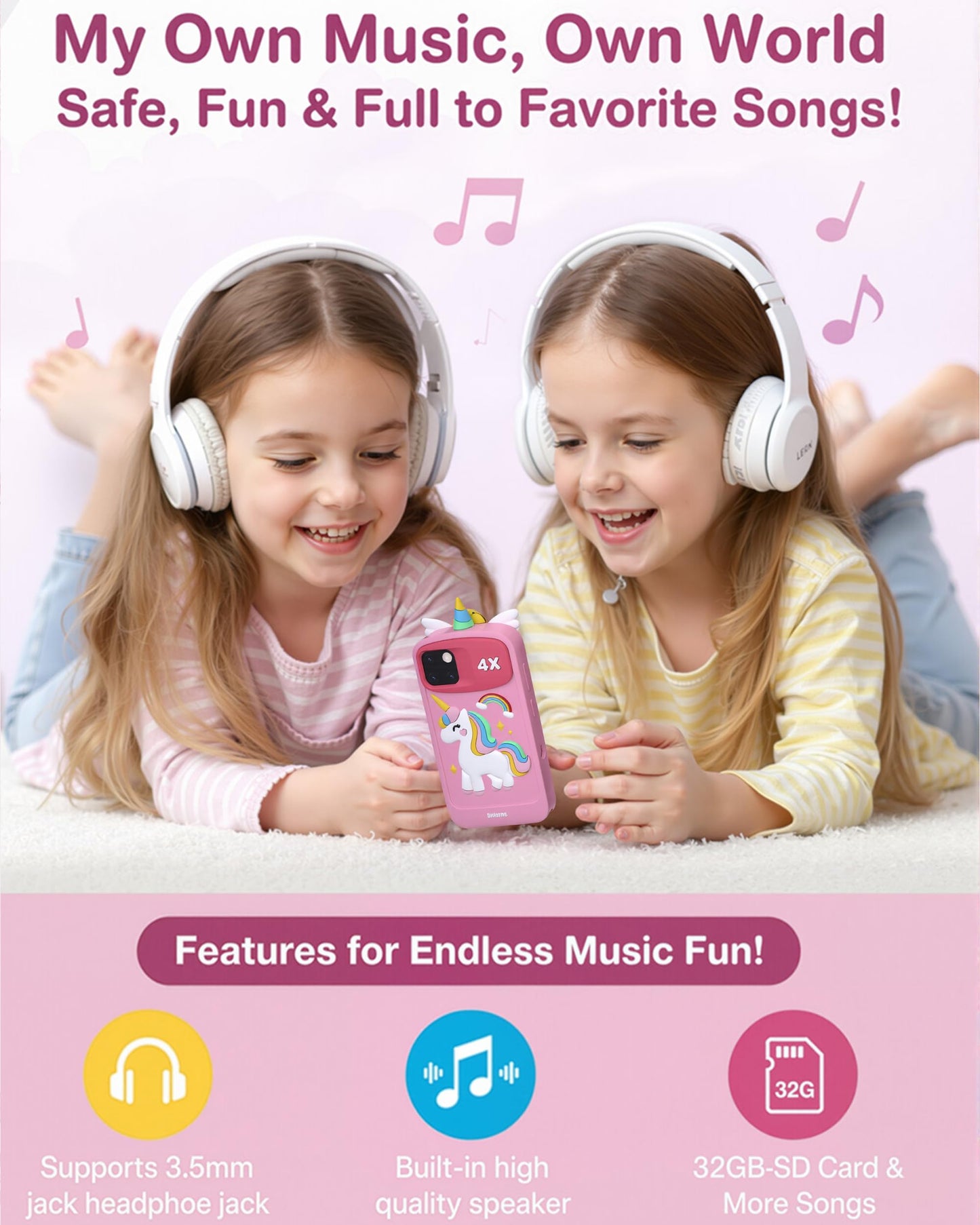 Psalms & Pals Kids Phone - 4.0-inch Touchscreen Toy for Ages 3-12 | 32GB, Dual Cameras, 28 Games