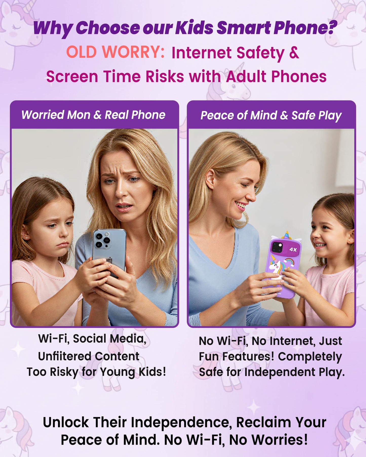Psalms & Pals Kids Smart Phone for Girls – Safe Offline 4-Inch Touchscreen, 32GB, Purple