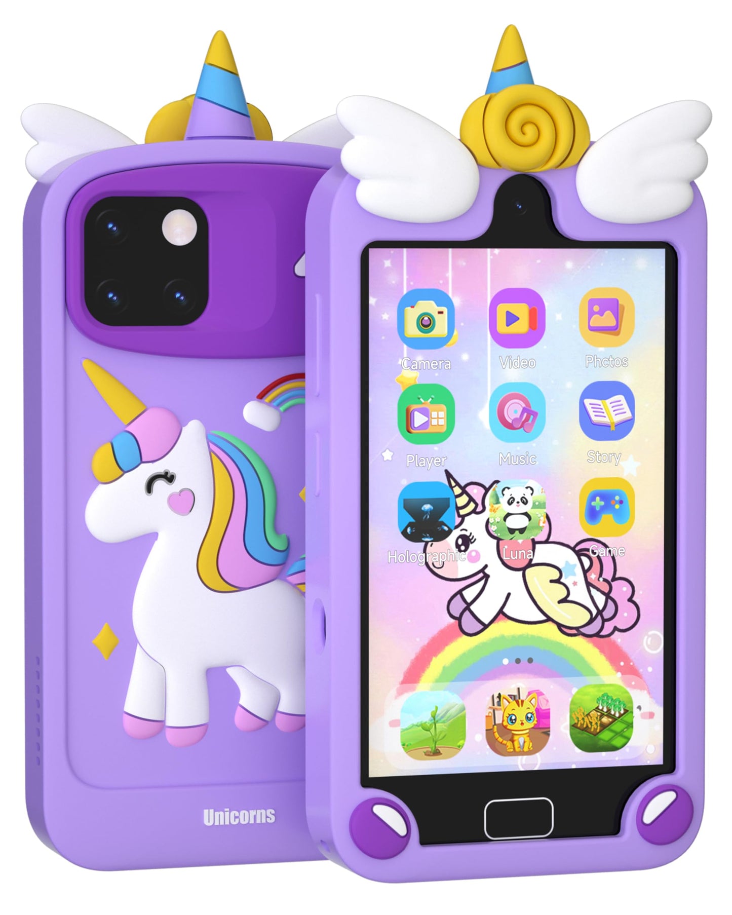 Psalms & Pals Kids Smart Phone for Girls – Safe Offline 4-Inch Touchscreen, 32GB, Purple