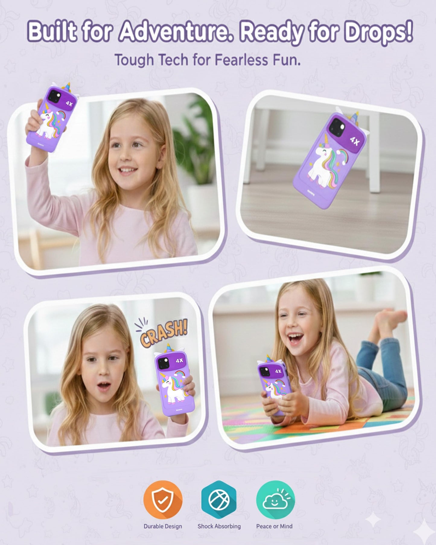 Psalms & Pals Kids Smart Phone for Girls – Safe Offline 4-Inch Touchscreen, 32GB, Purple