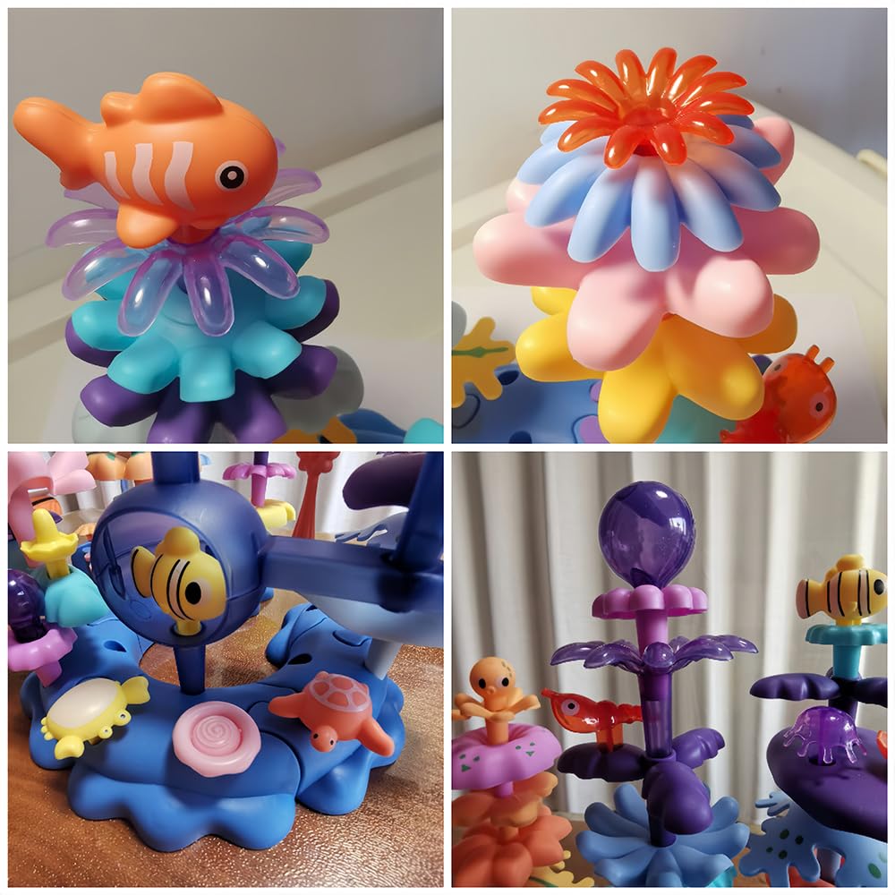 PSDVAYI Ocean Underwater World Coral Toy – 76-Piece Large Ocean Blocks for Ages 3-6 | Coral Garden Building & STEM Toy