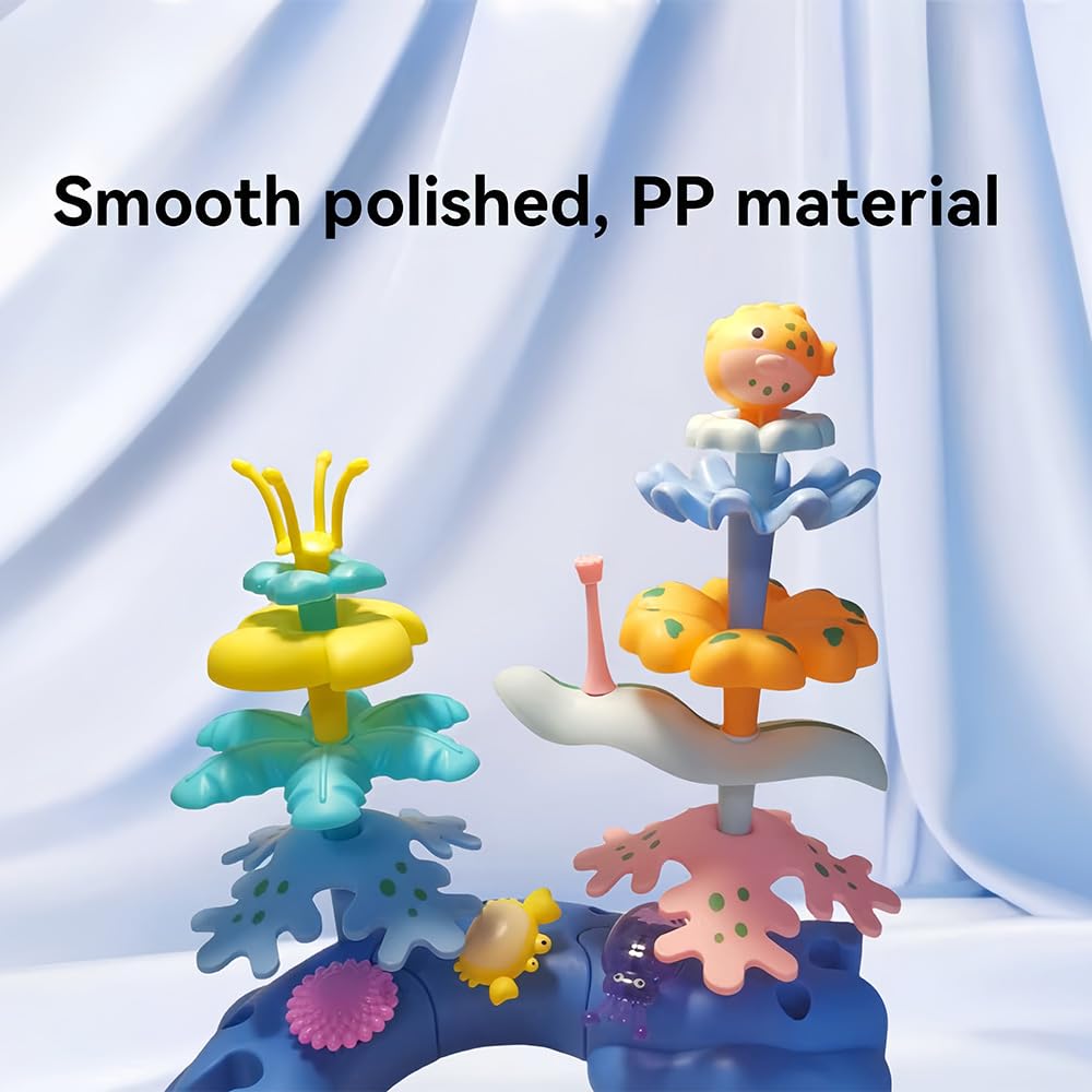 PSDVAYI Ocean Underwater World Coral Toy – 76-Piece Large Ocean Blocks for Ages 3-6 | Coral Garden Building & STEM Toy