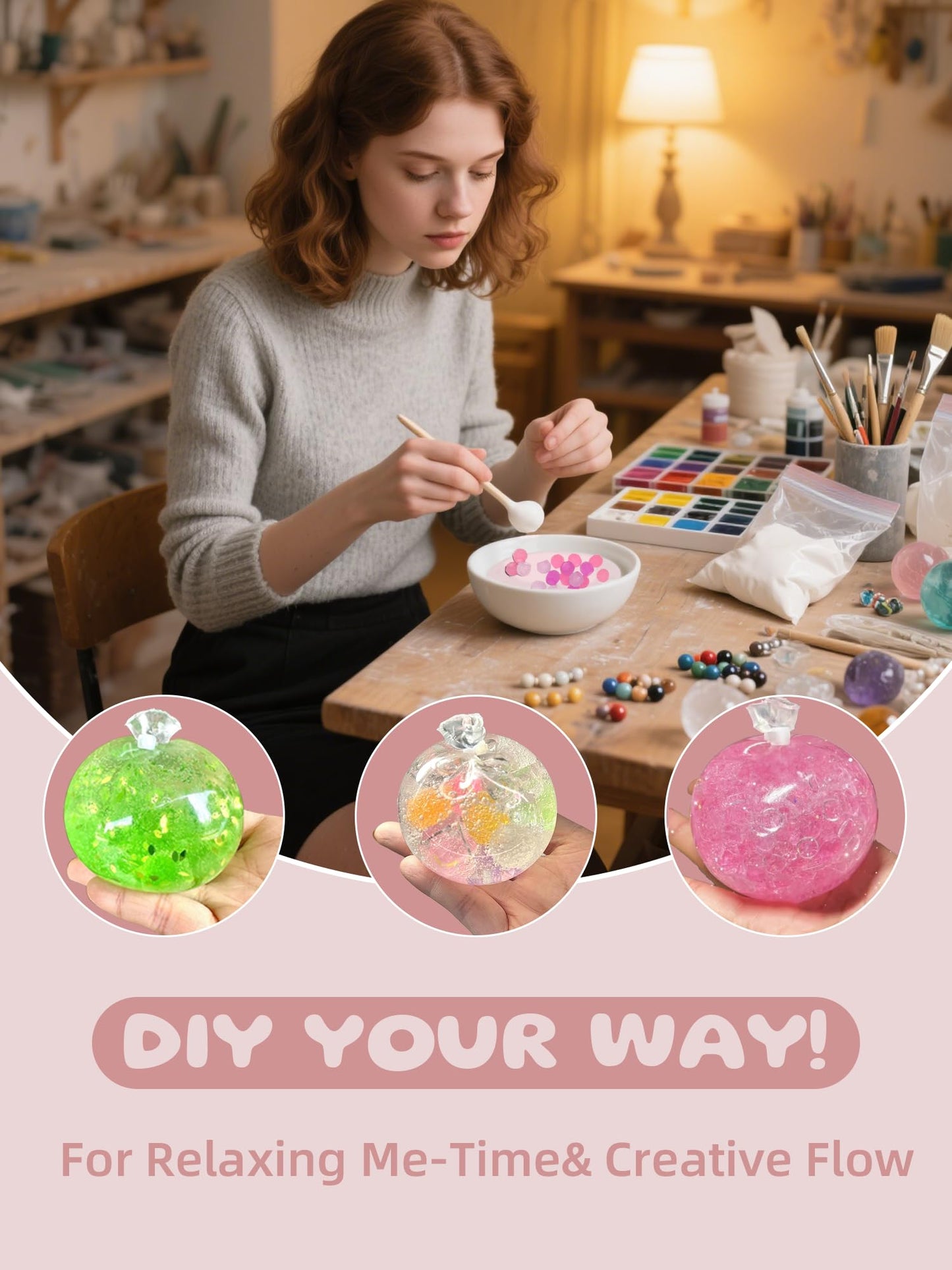 Psykade DIY Stress Ball Making Kit – Easy DIY ASMR Stress Relief Toys for Busy Women