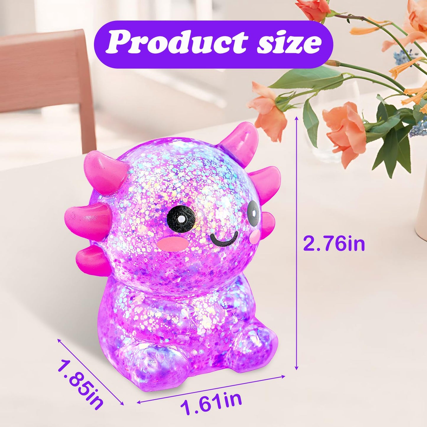 Ptdumyjua Squishy Axolotl Stress Balls – Maltose-Filled Fidget Toy (Purple)