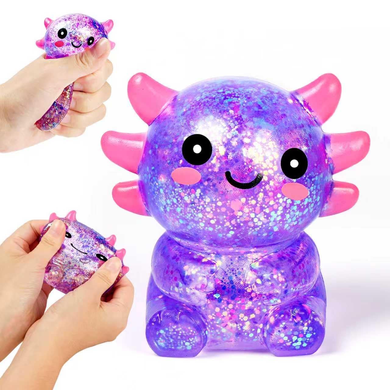 Ptdumyjua Squishy Axolotl Stress Balls – Maltose-Filled Fidget Toy (Purple)