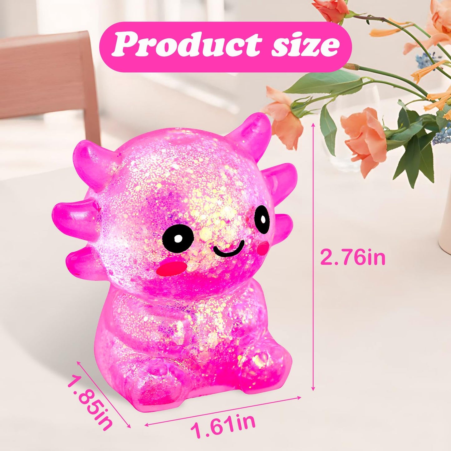 Ptdumyjua Squishy Axolotl Fidget Toy – Stress Relief Squeeze Ball (Pink)