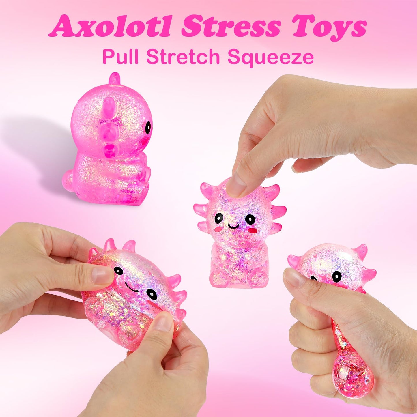 Ptdumyjua Squishy Axolotl Fidget Toy – Stress Relief Squeeze Ball (Pink)