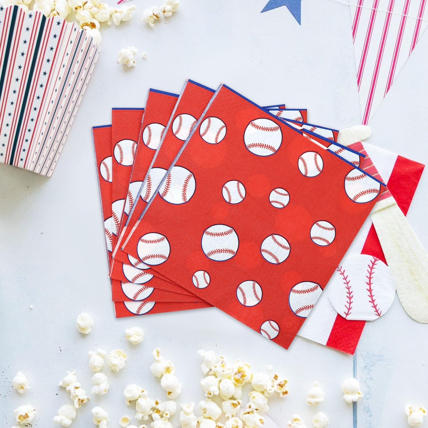 PTECDROTS 100 Pcs Baseball Napkins – Disposable 13x13 Inch Party Decor for Sports Fans
