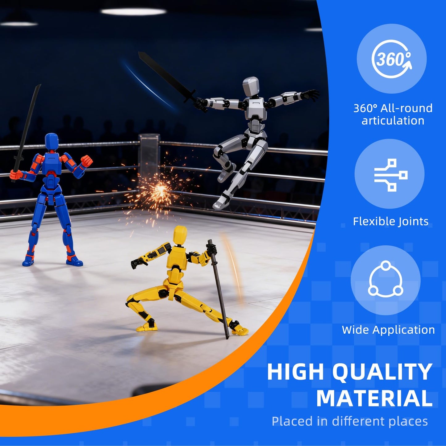 Pthjswj Dummy13 Action Figure Set — 6 Pack, Fully Articulated, 3D Printed Robot Figures