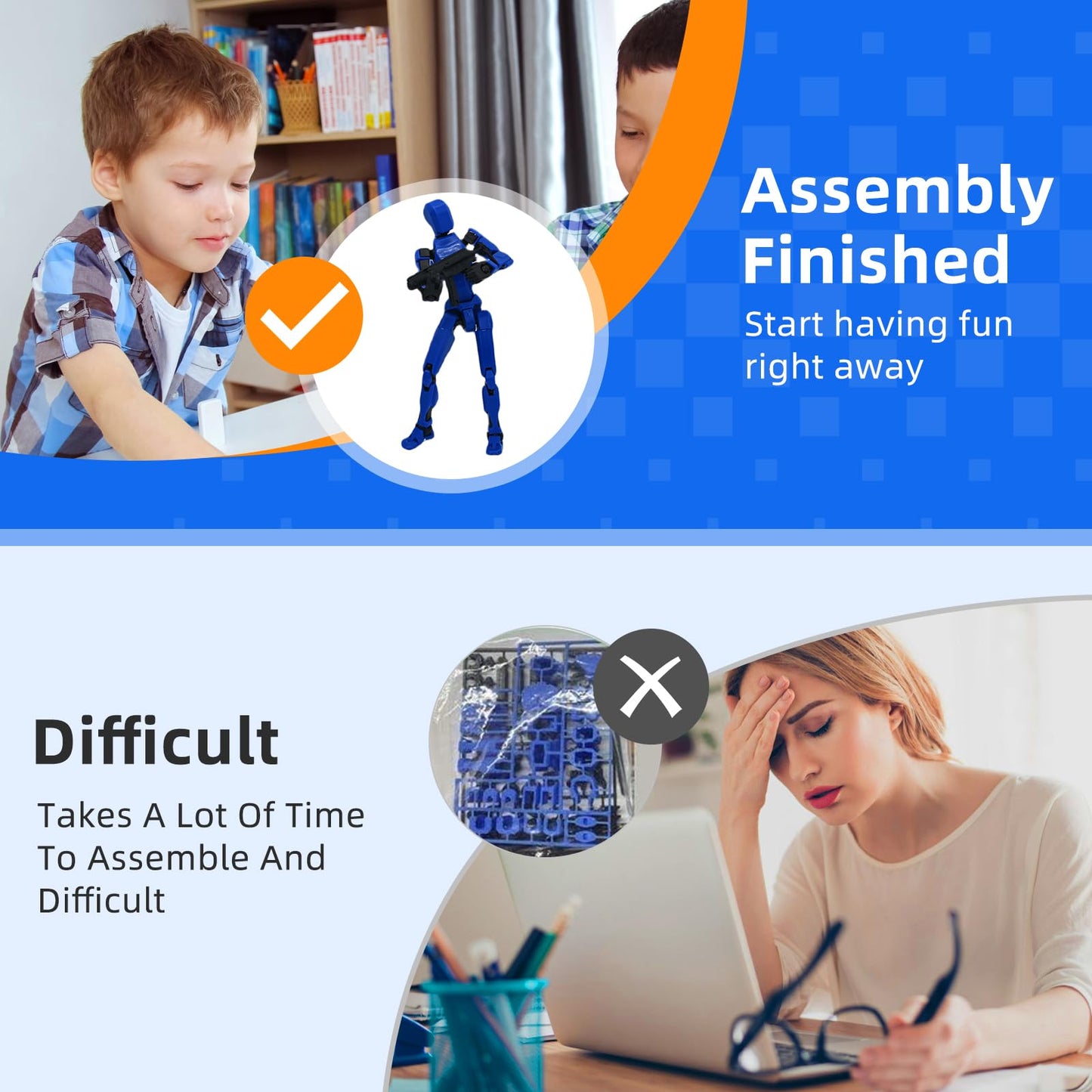 Pthjswj Dummy13 Action Figure Set — 6 Pack, Fully Articulated, 3D Printed Robot Figures