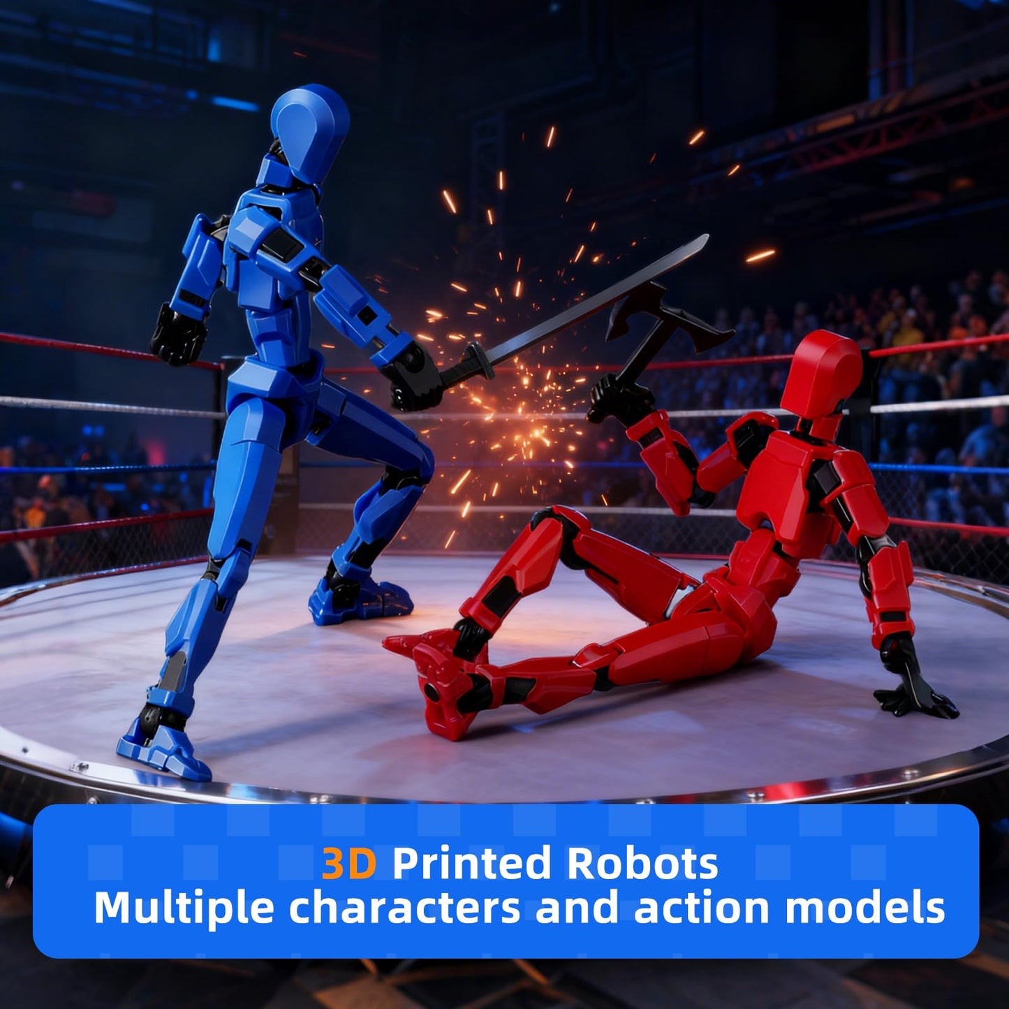 Pthjswj Dummy13 Action Figure Set — 6 Pack, Fully Articulated, 3D Printed Robot Figures