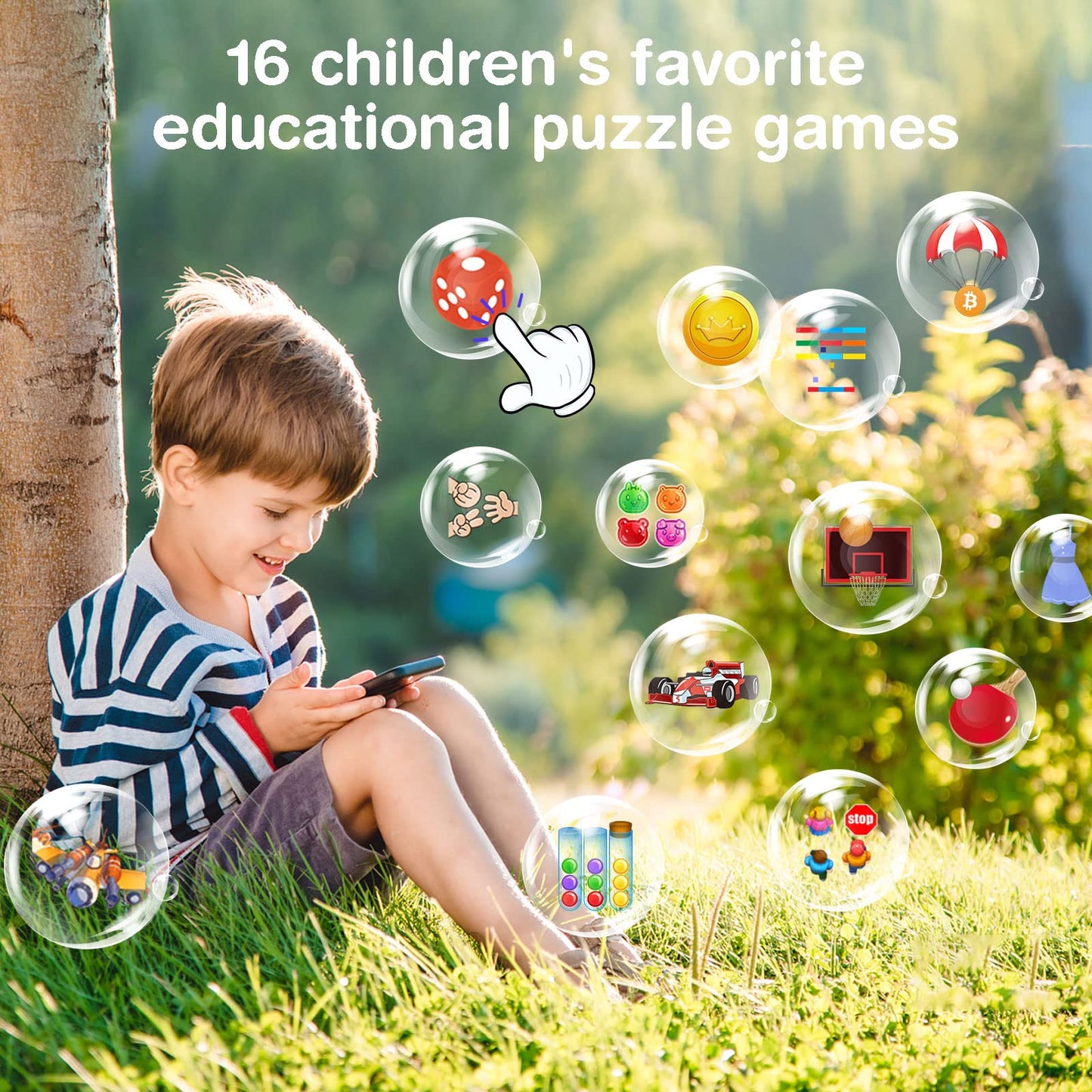 PTHTECHUS Kids Phone Toy – 3.8 inch Touch Screen with 16 Games, 2 HD Cameras, MP3 & More