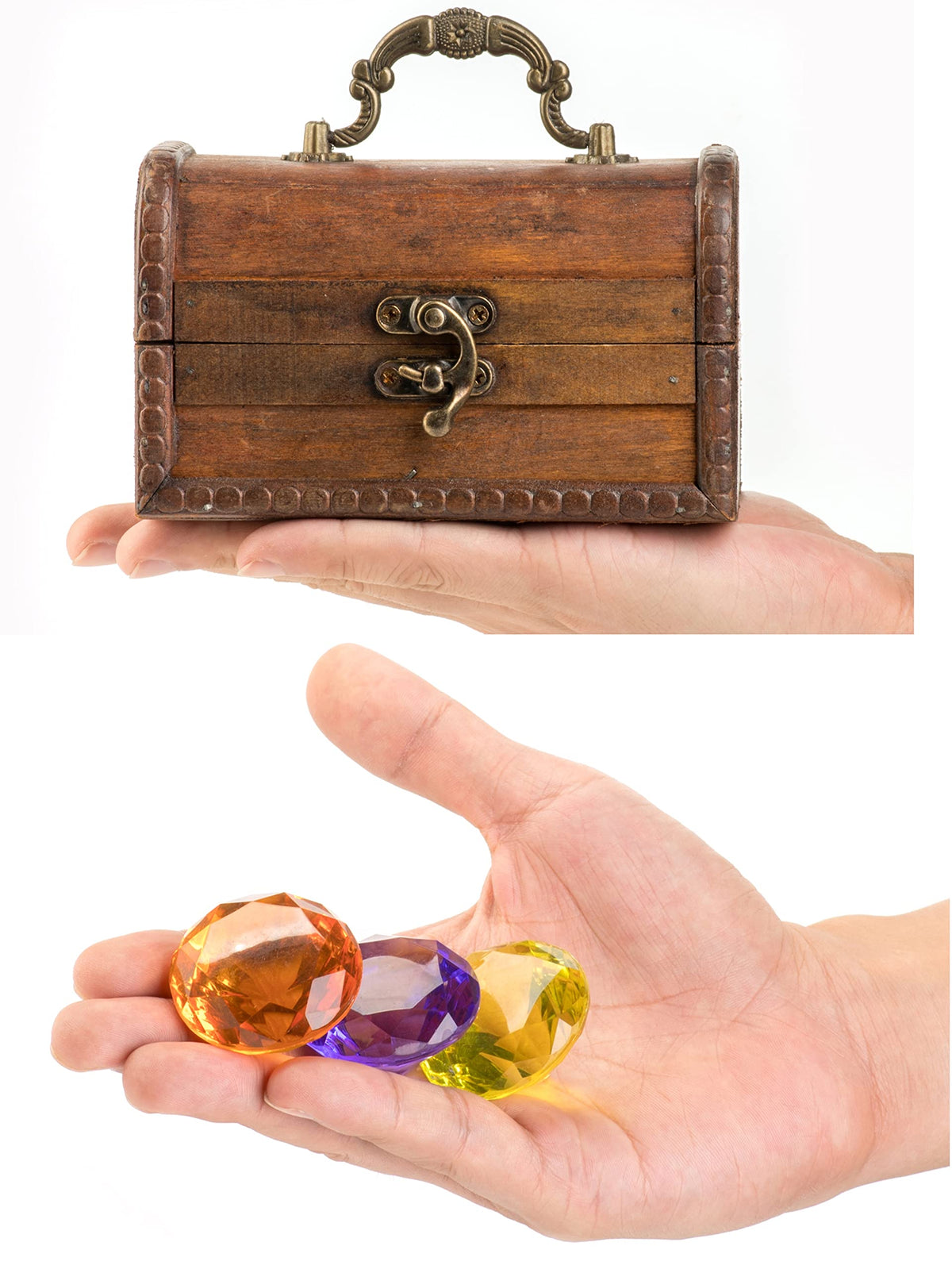 PUBGAMER Diving Gem Pool Toy — 15 Colorful Diamonds & Wooden Treasure Chest