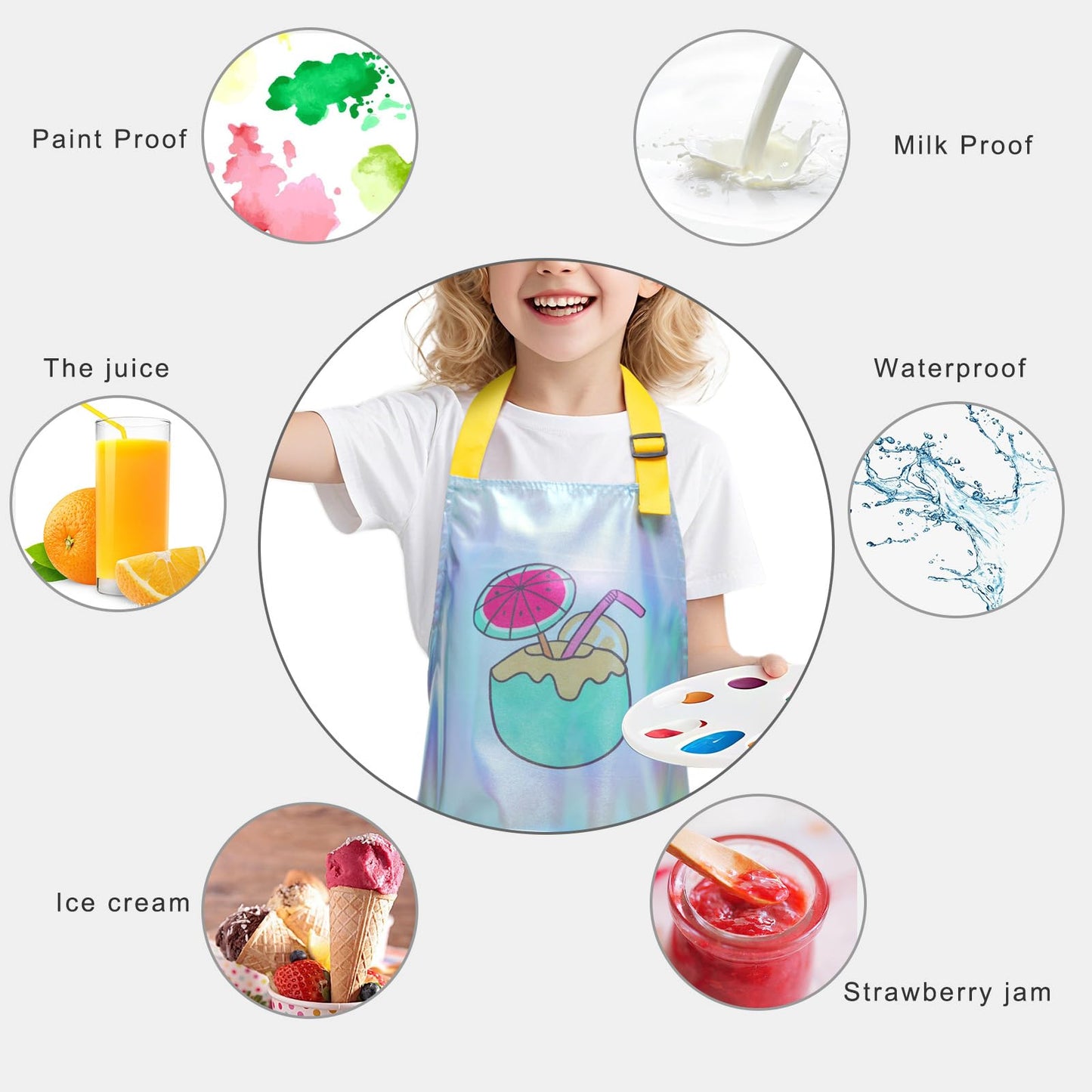PUBMIND Kids Apron with Pocket - Blue, Adjustable Neck Strap, Durable Polyester for Cooking & Crafting