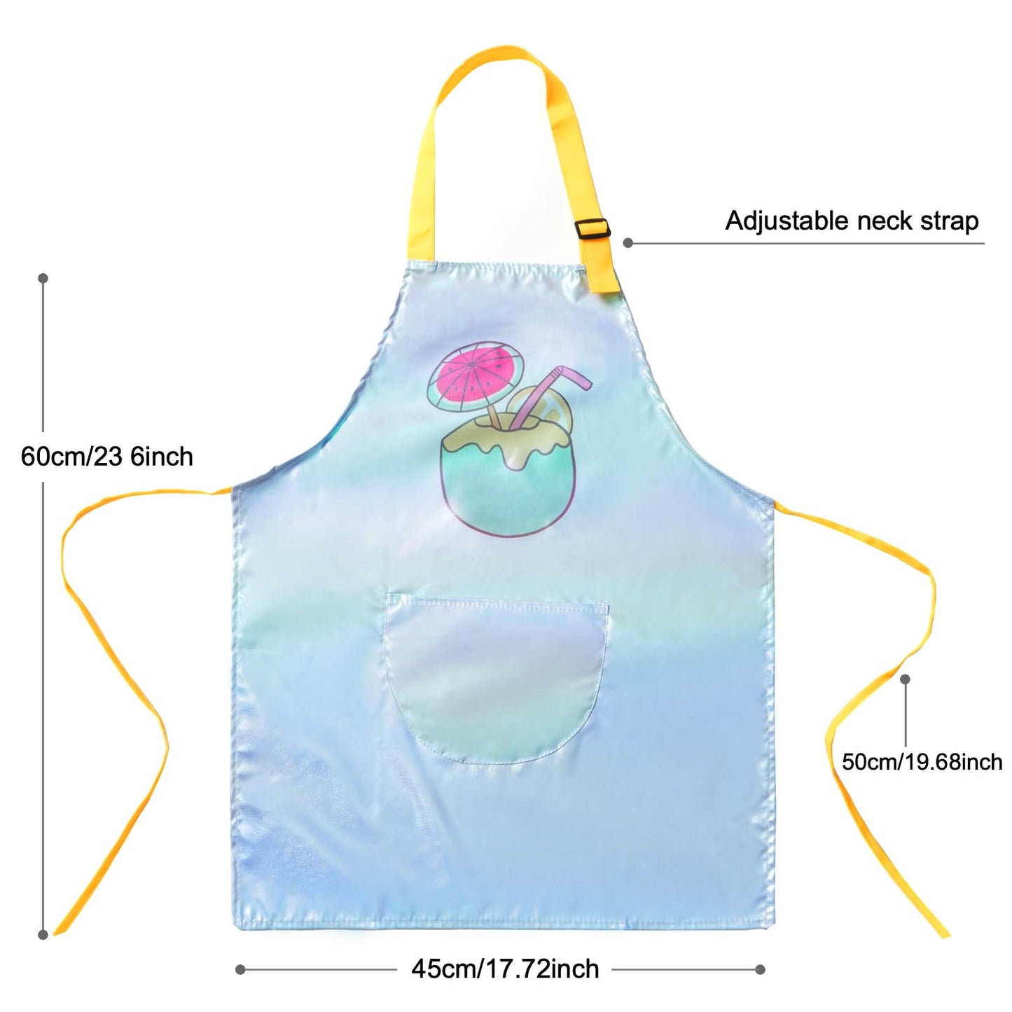 PUBMIND Kids Apron with Pocket - Blue, Adjustable Neck Strap, Durable Polyester for Cooking & Crafting