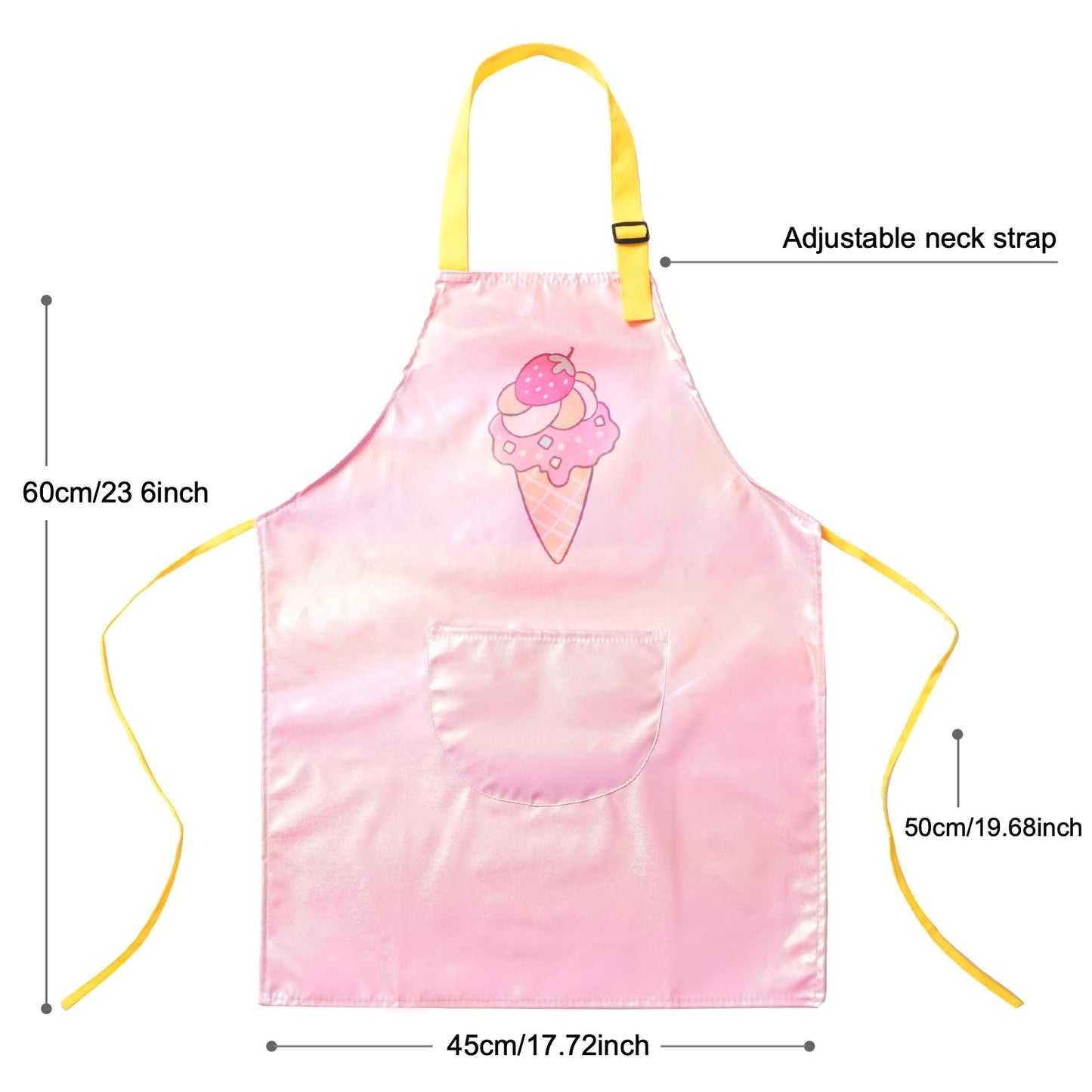 PUBMIND Kids Apron with Pocket Pink 17.7 x 23.6 inches Adjustable Neck