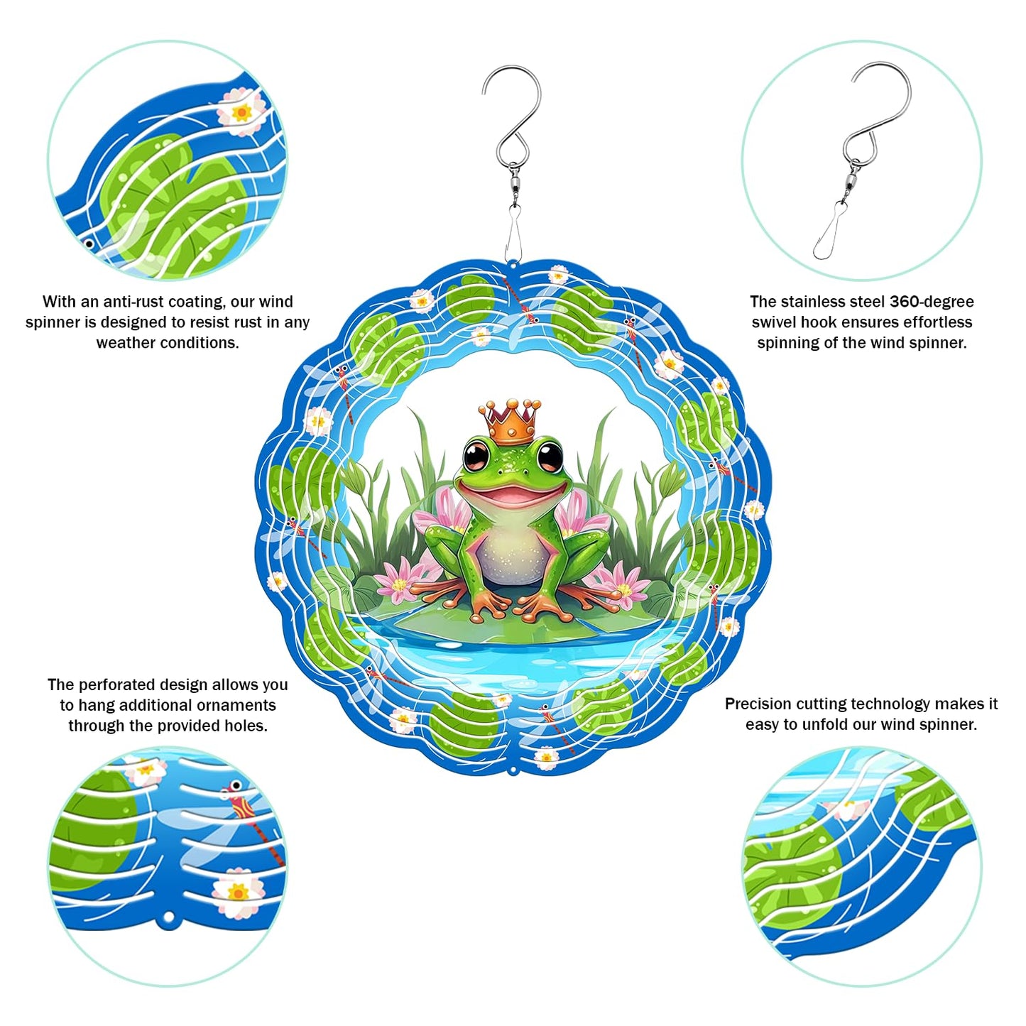 PUCPAM Frog Wind Spinner – Dynamic 3D Stainless Steel Garden Decor