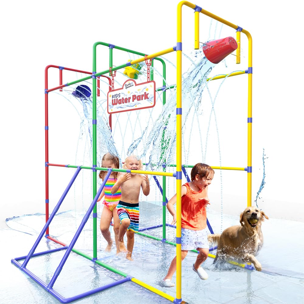 Puddle Splashers Backyard Waterpark: Splash Wheel & Dump Buckets for Outdoor Fun