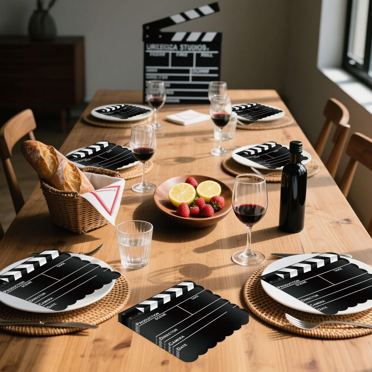 PUEVENYI 50Pcs Movie Night Scalloped Napkins – Film-Themed Disposable Table Decor