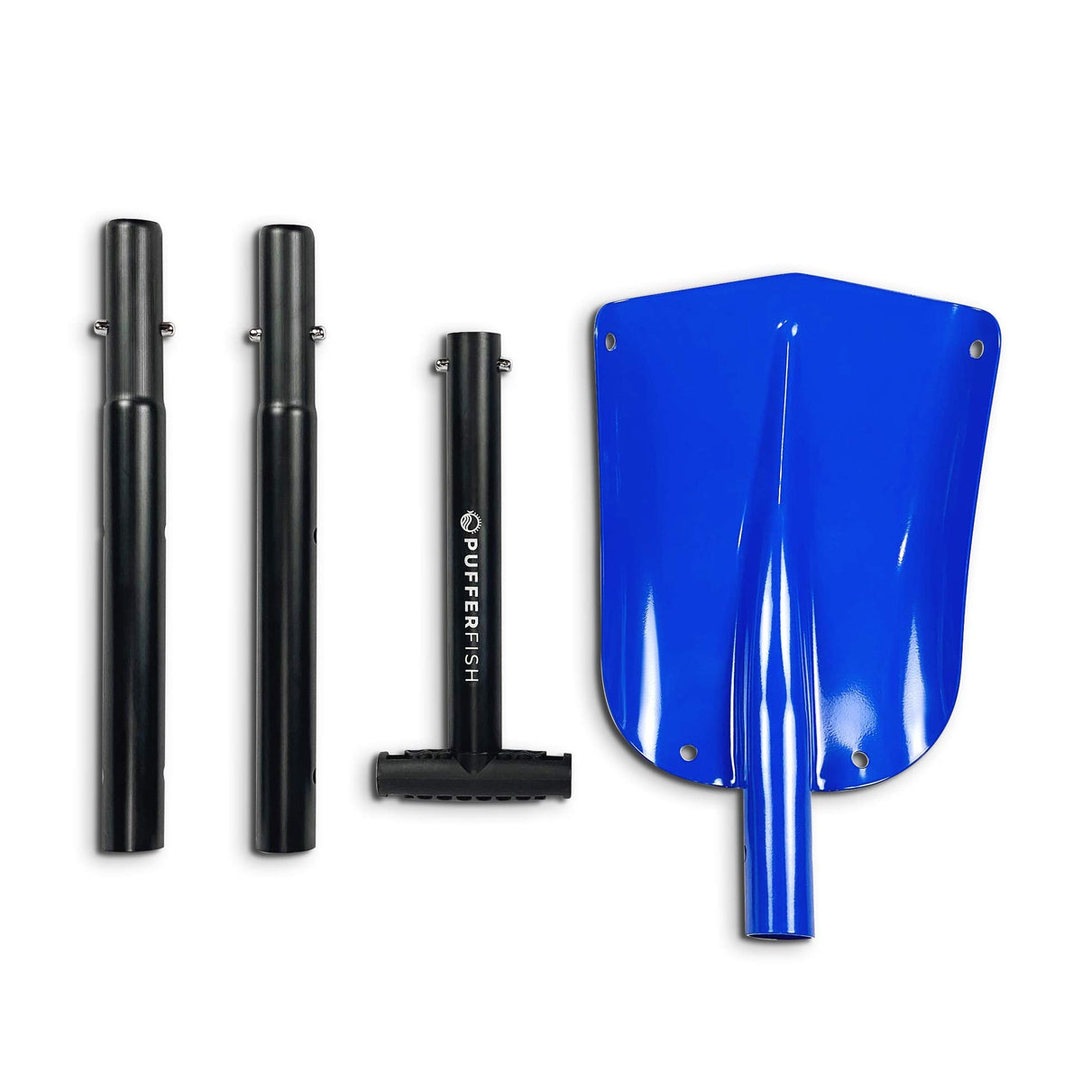 PUFFERFISH Really Big Sand Shovel — Lightweight, Collapsible 4-Piece Aluminum Shovel for Beach & Sand Castles
