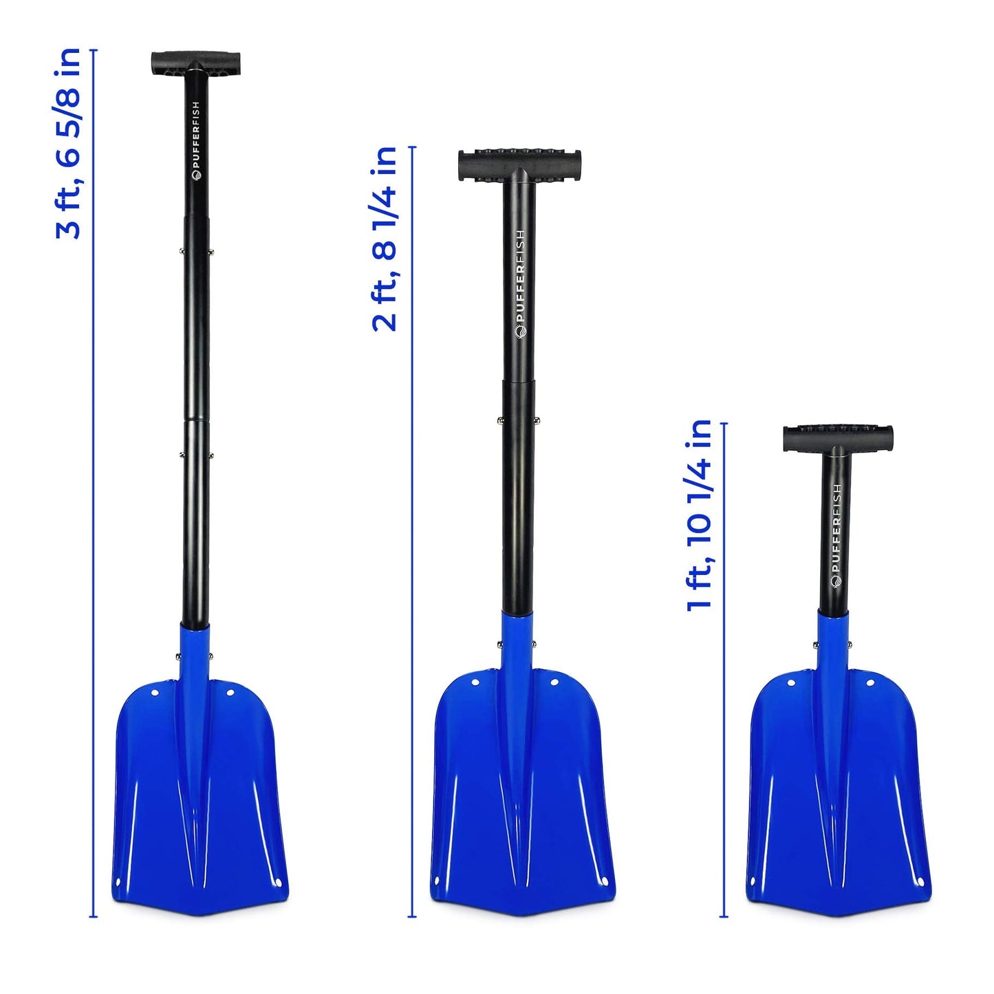 PUFFERFISH Really Big Sand Shovel — Lightweight, Collapsible 4-Piece Aluminum Shovel for Beach & Sand Castles