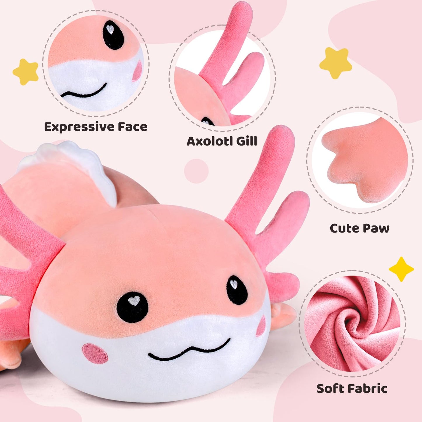 Puffpals Weighted Plush Axolotl - Relaxing Sensory Plush for Kids & Adults, 14.3in, 1.4lb