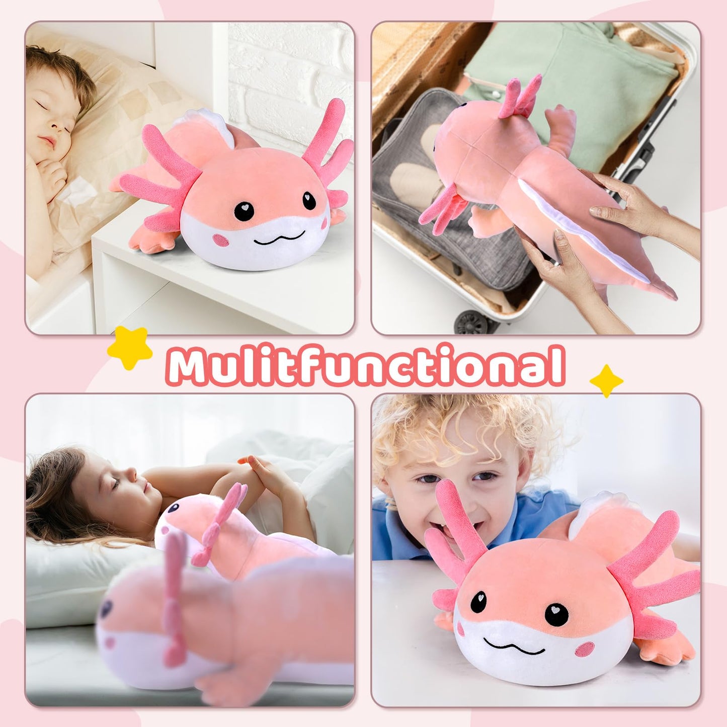 Puffpals Weighted Plush Axolotl - Relaxing Sensory Plush for Kids & Adults, 14.3in, 1.4lb