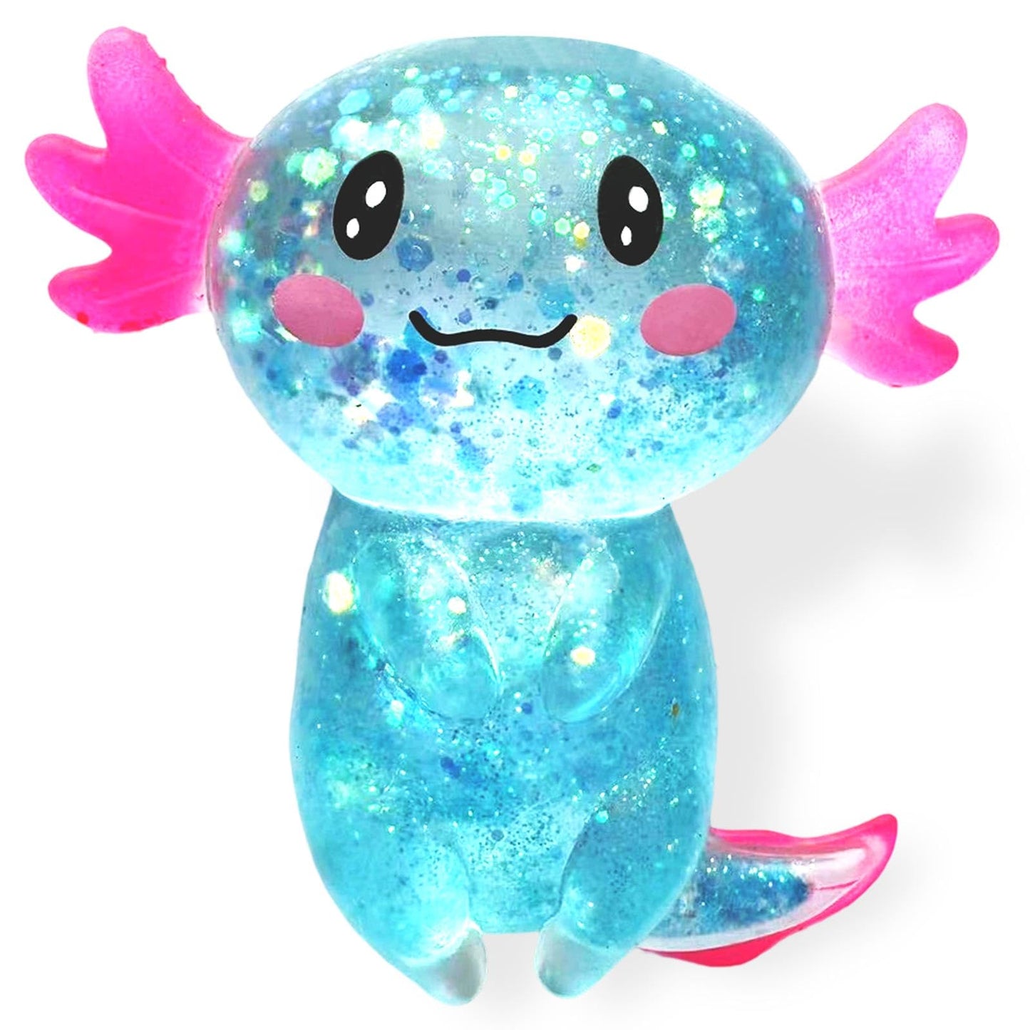 Puffwize Axolotl Squishy Stress Relief Toy – Glitter Blue Fidget Toy