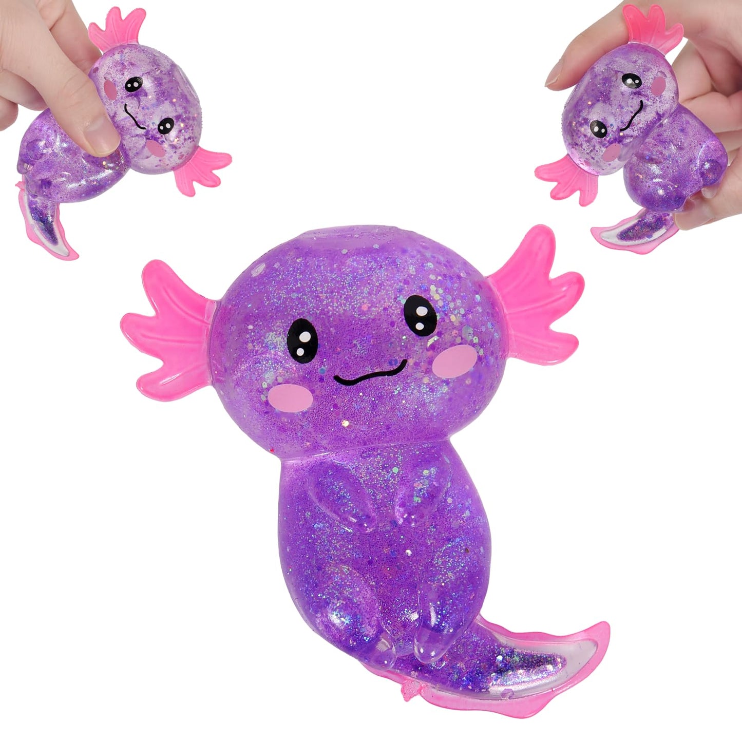 Puffwize Axolotl Squishy Glitter Purple – Fidget Toy Stress Relief for Kids & Adults
