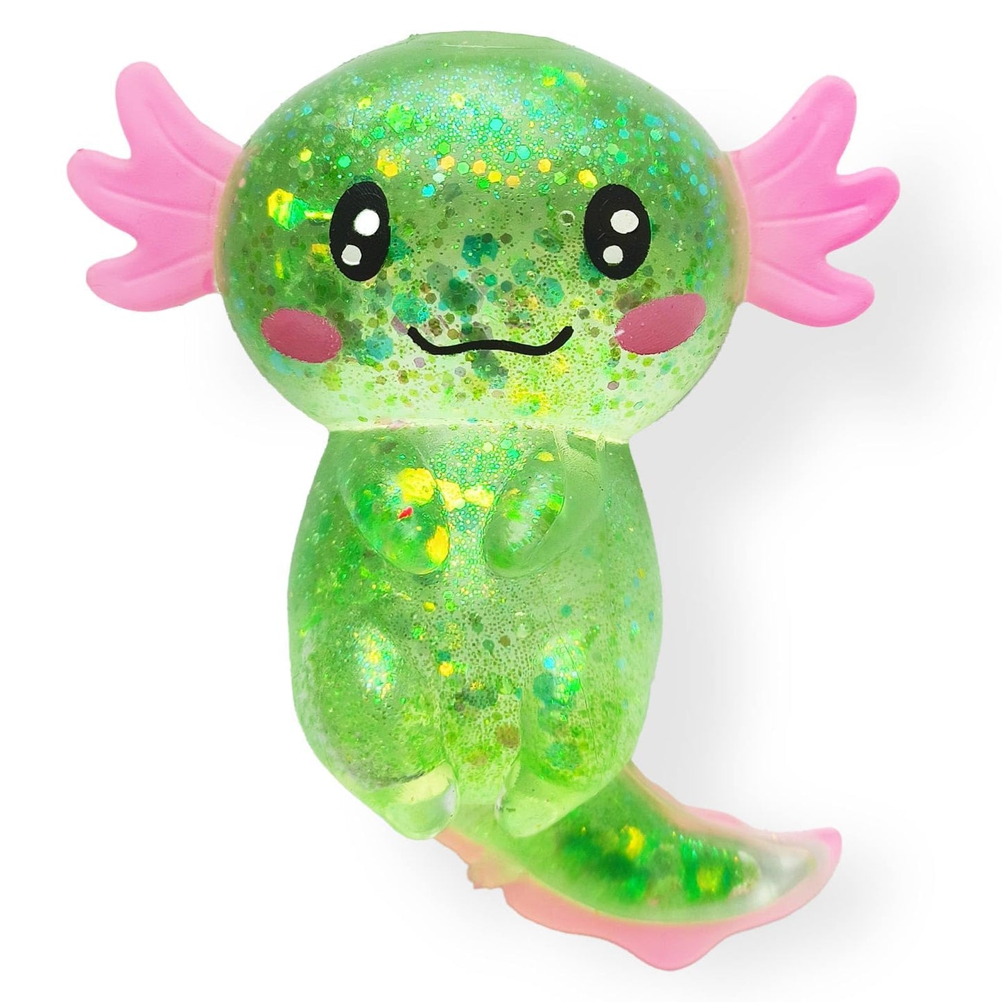 Puffwize Axolotl Squishy Stress Relief Toy – Glitter Fidget for Anxiety & Focus (Green)