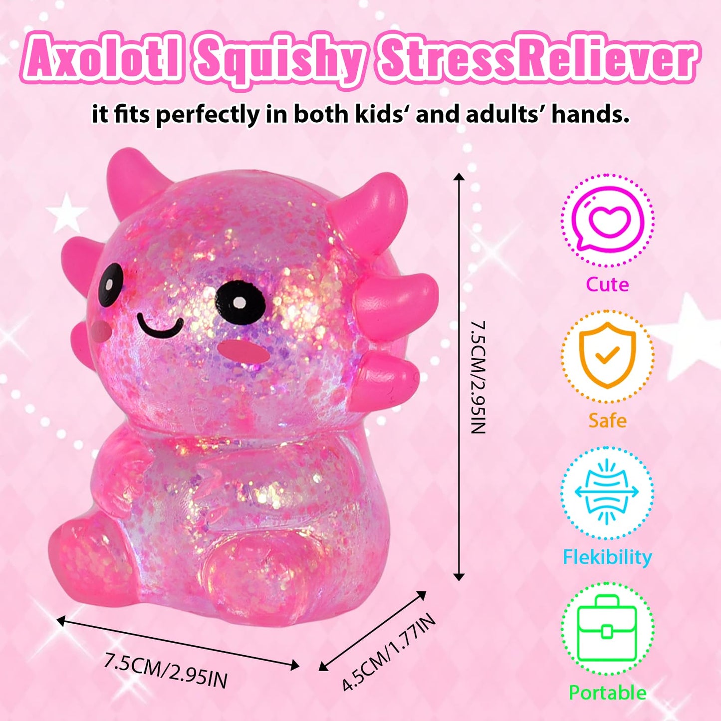 Puffwize Axolotl Squishy Toy – Slow-Rise Fidget for Stress Relief (Pink)