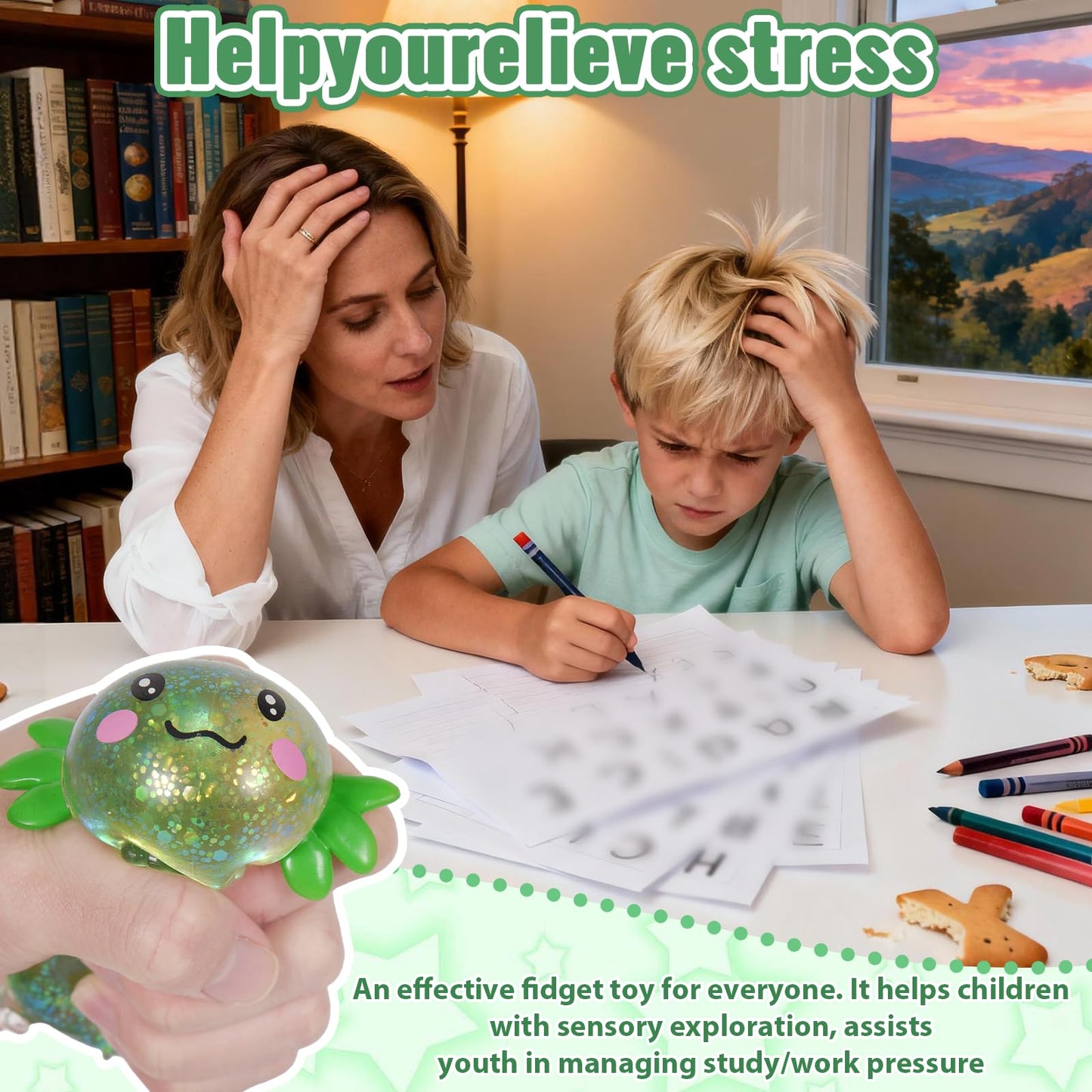 Puffwize Axolotl Squishy Toy – Slow Rise Fidget for Stress Relief (Green)