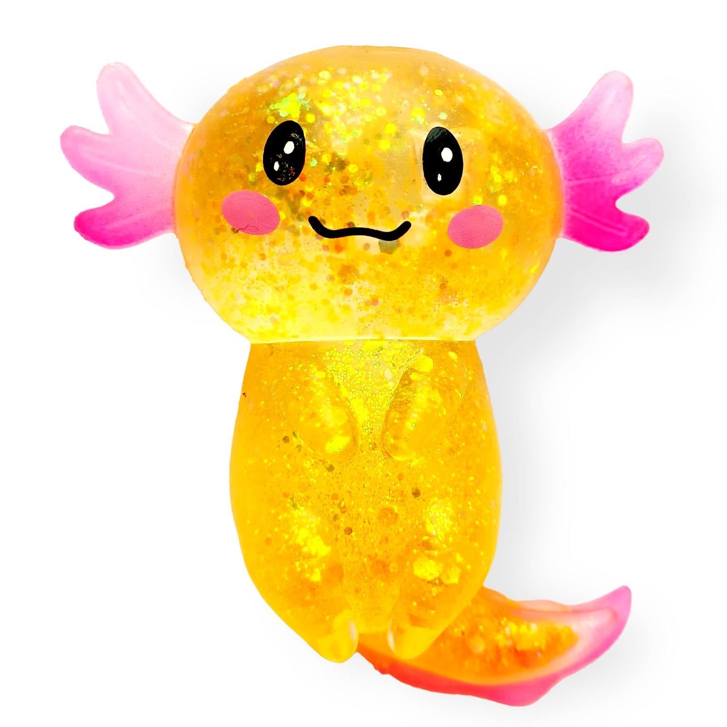 Puffwize Axolotl Squishy Stress Relief Toy - Glitter Orange Fidget Toy for Adults and Kids