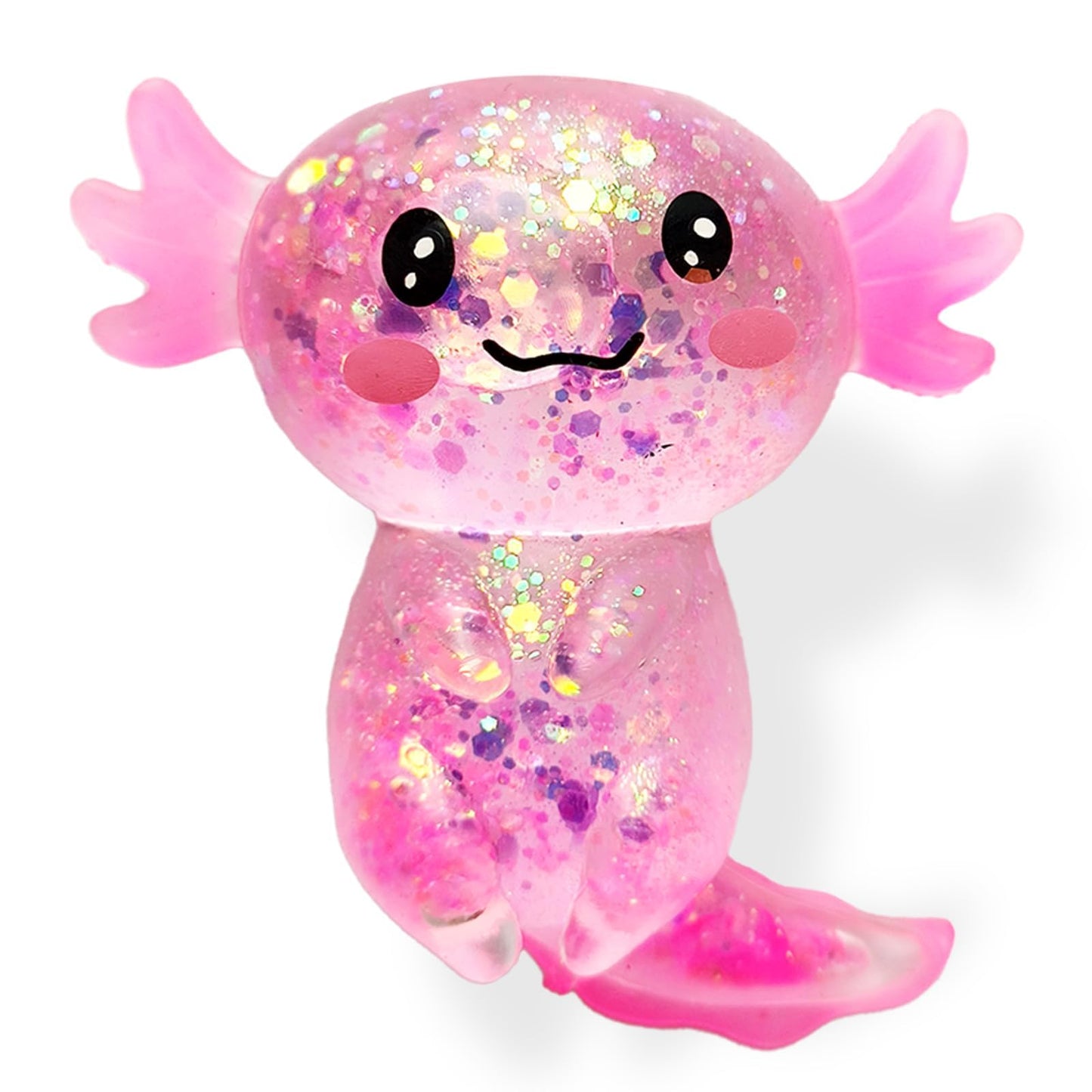 Puffwize Axolotl Squishy Toy Glitter Fidget for Stress Relief & Focus (Pink)