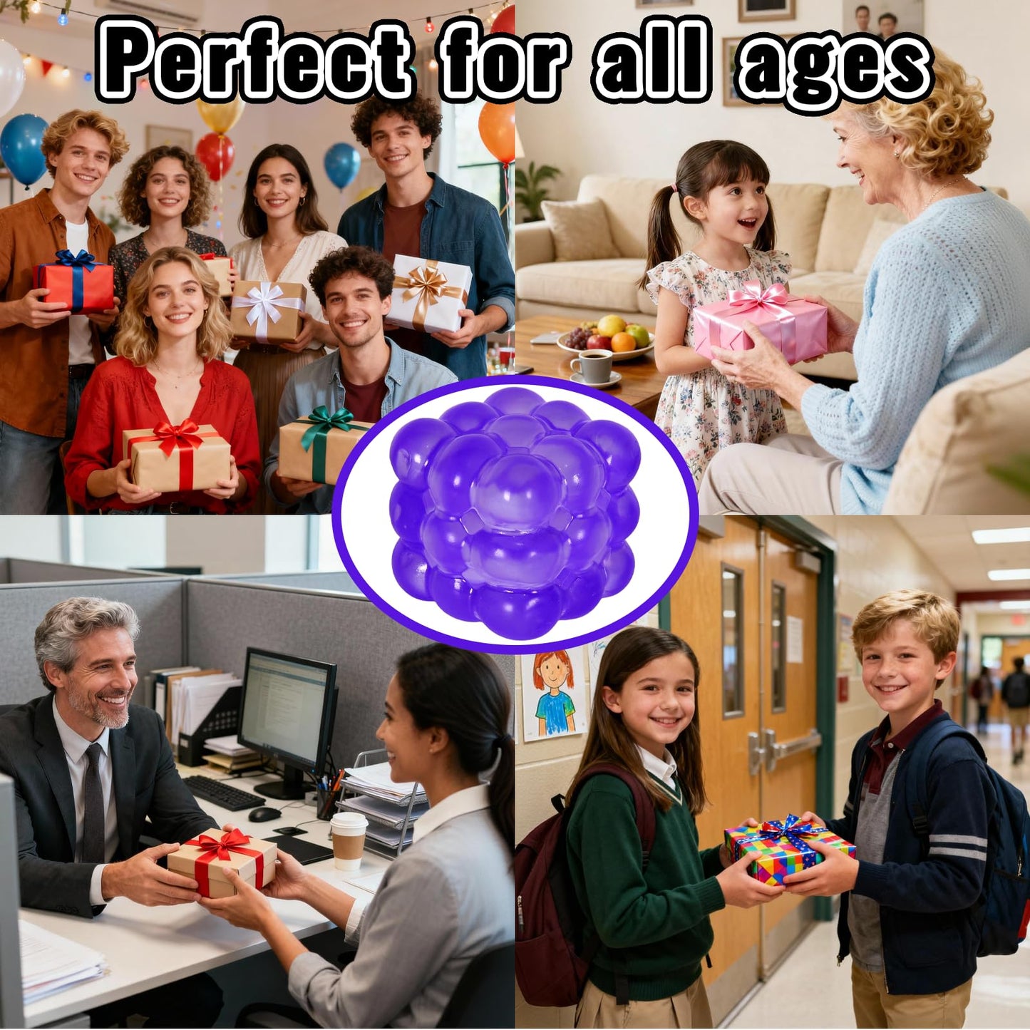 Puffwize Ice Cube Squishy Toy - 1.96-inch Portable Fidget Cube Purple