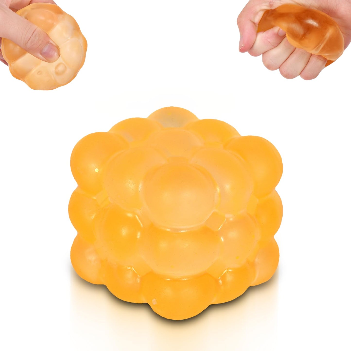 Puffwize Ice Cube Squishy Fidget Toy – 1.96 in Stress Ball (Yellow)