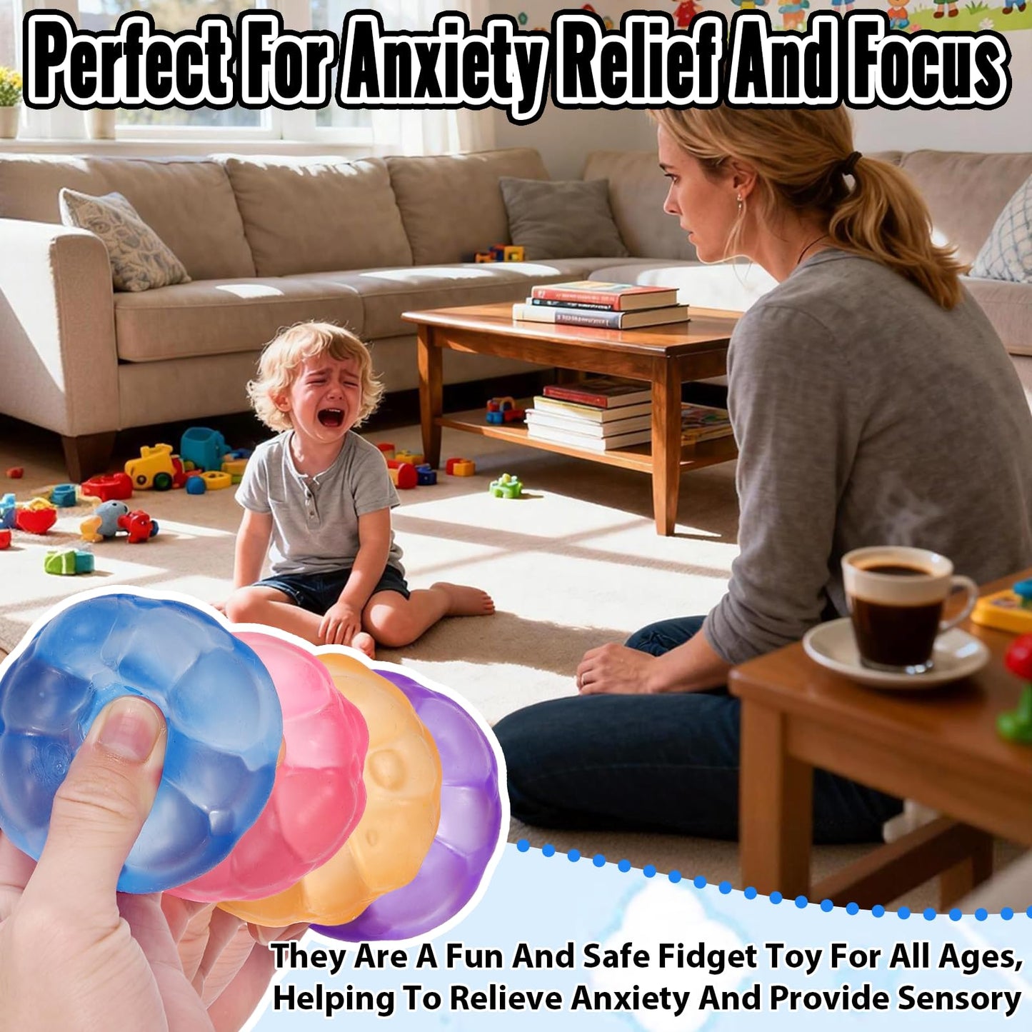Puffwize Irregular Blocks Soft Squishy Stress Cubes – 4-Pack, 1.96in Fidget Toys for Focus and Calm