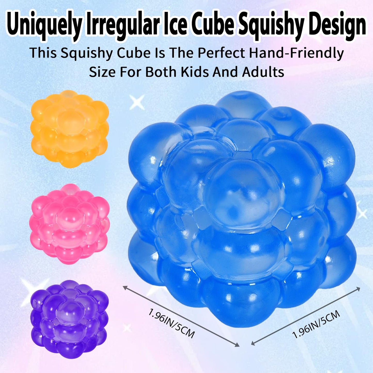 Puffwize Irregular Blocks Soft Squishy Stress Cubes – 4-Pack, 1.96in Fidget Toys for Focus and Calm