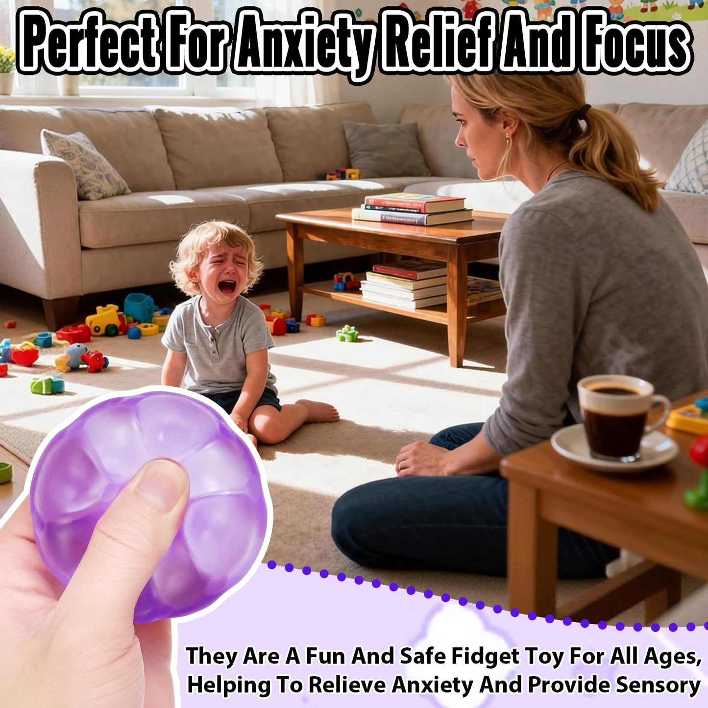 Puffwize Ice Cube Squishy Toy - 1.96-inch Portable Fidget Cube Purple