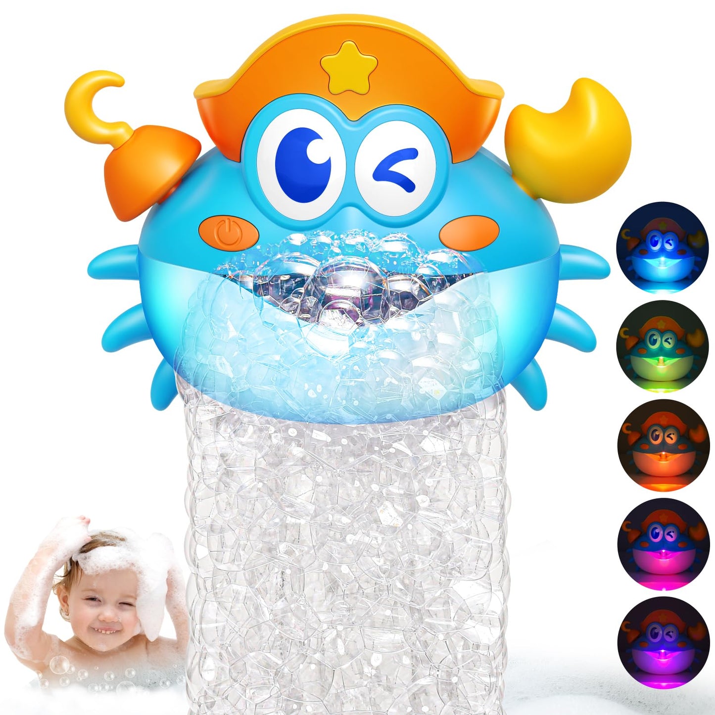 Puidapo Bath Toys with LED Bubble Machine – Colorful Light Show for Kids Aged 1-8