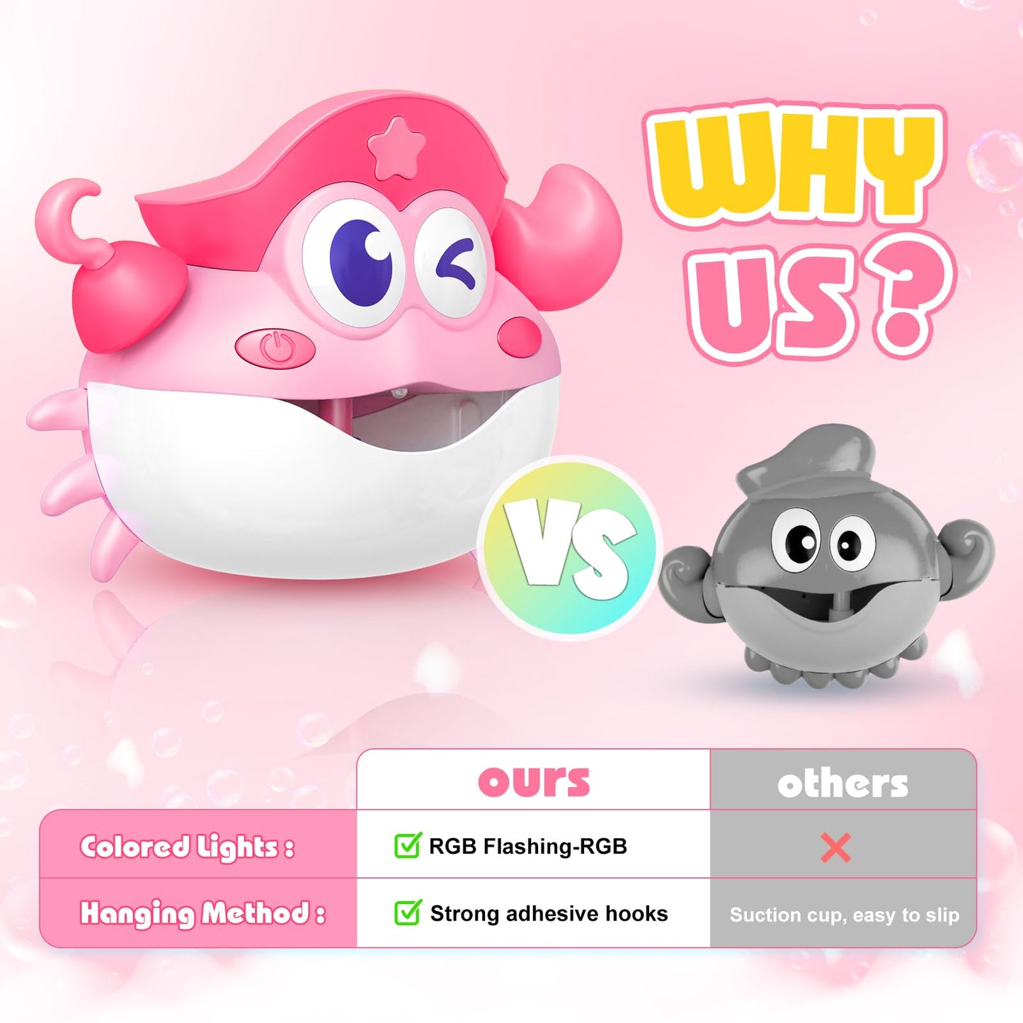 Puidapo Bath Toys: Light Up Bubble Machine with RGB Lights for Kids Aged 1-8