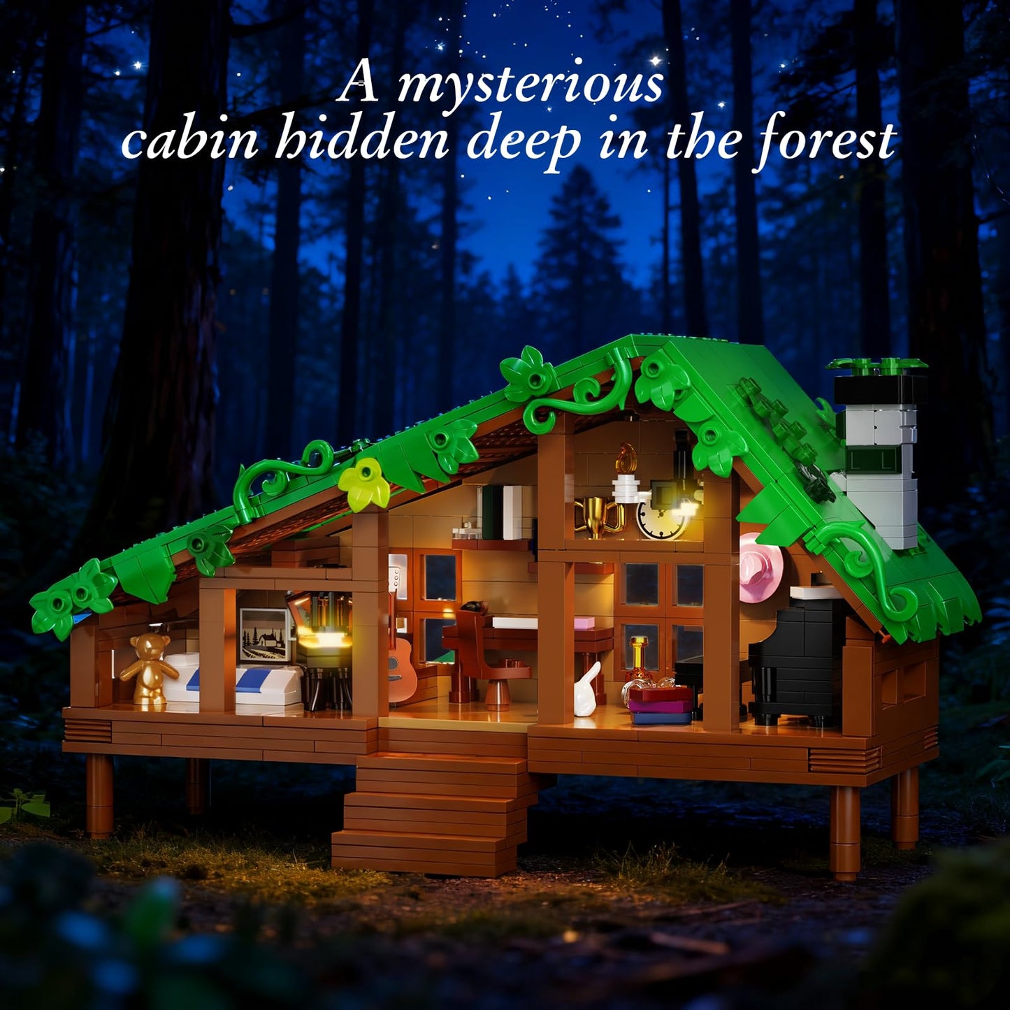 PUIOSYMG Folk Cabin Building Set – LEGO Forest Cabin Compatible, 664 PCS, Gift Idea