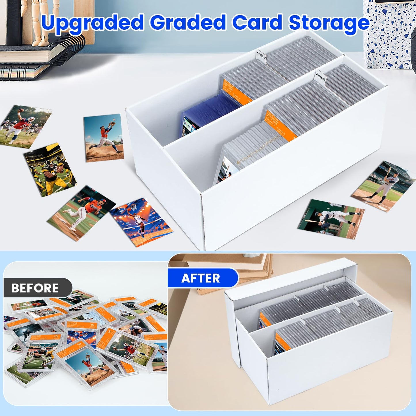 Pulchra 6-Pack Trading Graded Card Storage Box – 2 Rows, Holds 88 Slab Cards
