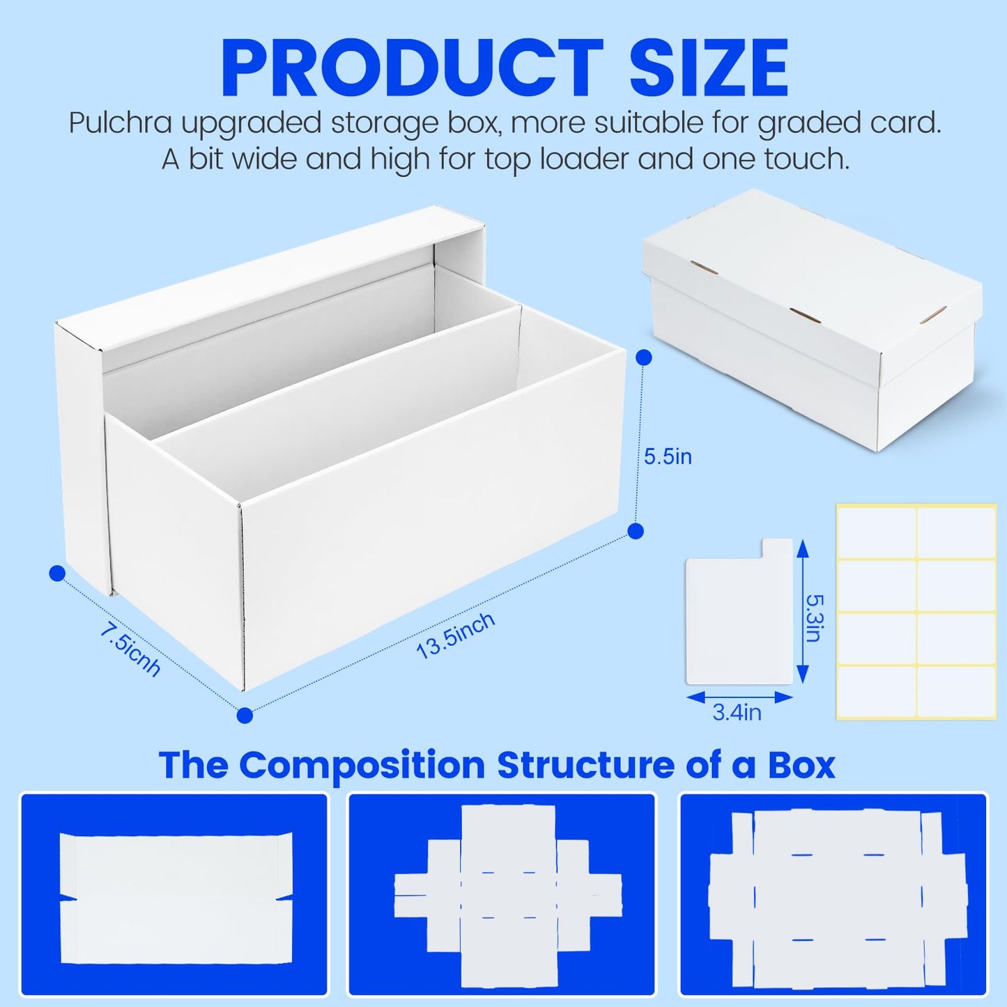 Pulchra 4-Pack Trading Graded Card Storage Box – Holds 88 PSA Slab Cards, 2 Rows, Dividers